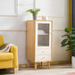 Modern Glass Paned Accent Cabinet 1-Door Solid Wood Chest with 2 Drawers Clearhalo 'Cabinets & Chests' 'cabinets_chests' 'furn' 'furn_cabinets_chests' 'Furniture' 'Living Room Furniture' 1200x1200_61ab9dcf-7685-464b-b8cf-990ebc192ddb