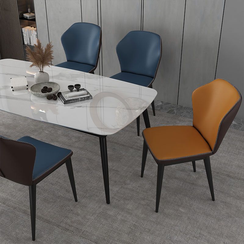 Nordic Glam Style Chair Kitchen Armless Wingback Chair with Metal Legs Clearhalo 'Dining Chairs' 'Dining Tables & Seating' 'dining_chair' 'furn' 'furn_dining_chair' 'Furniture' 'furniture_dining_chair' 'Kitchen & Dining Furniture' 1200x1200_61abf626-1342-4f50-8c9f-e827d85aba4b