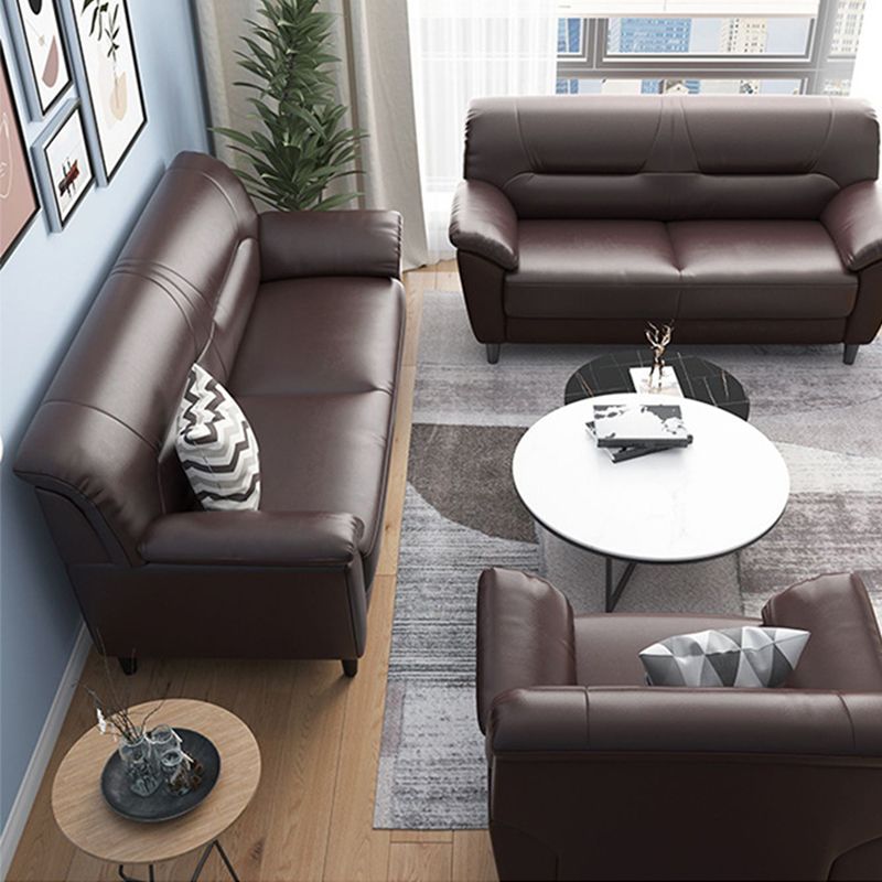 Brown Leather Flared Arm Setee Standard Loose Back Settee Furniture Clearhalo 'furn' 'furn_sofas' 'Furniture' 'furniture_sofas' 'kitchen' 'kitchen_sofas' 'Living Room Furniture' 'Sofa' 'sofas' 1200x1200_61ac1d29-9374-4fb6-8d9f-778de97e7c68