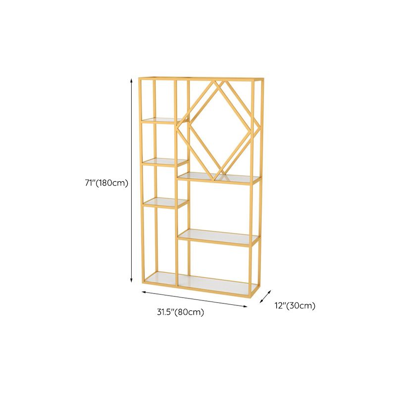 Modern Bookcase Gold Metal Open Back Shelf Bookcase with Shelves for Living Room Clearhalo 'Bookcases' 'furn' 'furn_bookcases' 'Furniture' 'Office Furniture' 1200x1200_61ad1175-9325-4fbd-8a81-3b365f2f7730