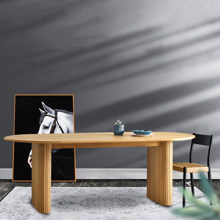 Contemporary Solid Wood Table Oval Double Pedestal Home Kitchen Furniture Clearhalo ' dining_table' 'Dining Tables & Seating' 'Dining Tables' 'furn' 'furn_dining_table' 'Furniture' 'furniture_dining_table' 'Kitchen & Dining Furniture' 'kitchen&dining_furn' 'kitchen' 'kitchen_dining_table' 1200x1200_61ae7ad8-cfd5-4071-b88c-7785f8bd5178