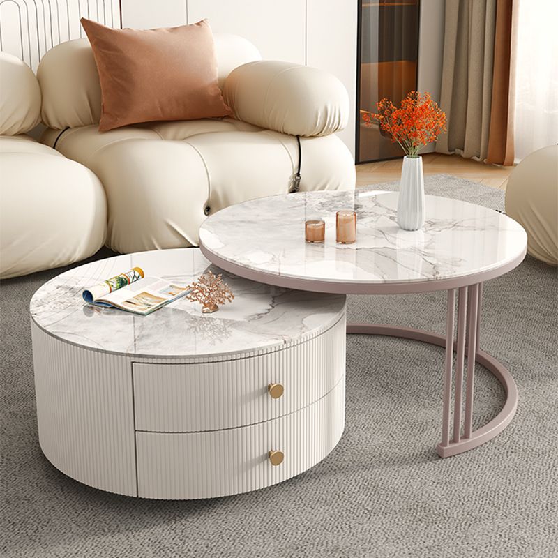 Frame 2 Nesting Coffee Table with 2 Drawers Modern Slate/Glass Round Coffee Table Set Clearhalo 'Coffee & Accent Tables' 'Coffee Tables' 'coffee_tables' 'furn' 'furn_coffee_tables' 'Furniture' 'Living Room Furniture' 1200x1200_61aeb2db-09fb-40ec-b1e0-47d39c4fb455