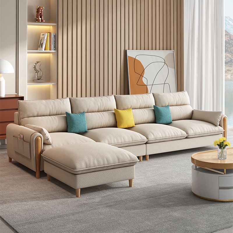 Modern Linen Sofa Cream Sectional with Removable Cushions for Apartment Clearhalo 'furn' 'furn_sectionals' 'Furniture' 'furniture_sectionals' 'Living Room Furniture' 'Sectionals' 1200x1200_61afb860-8e24-4818-a51e-6ed1375bc383