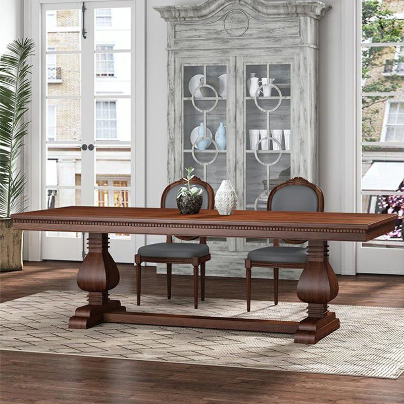 Industrial Solid Wood Dining Table Rectangle Kitchen Table with Trestle Base Clearhalo ' dining_table' 'Dining Tables & Seating' 'Dining Tables' 'furn' 'furn_dining_table' 'Furniture' 'furniture_dining_table' 'Kitchen & Dining Furniture' 'kitchen&dining_furn' 'kitchen' 'kitchen_dining_table' 1200x1200_61b4d42f-b736-4809-9bb6-d9f91a776c0e