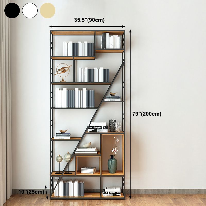 9.84"W 78.74"H Bookcase Industrial Style Open Back Bookcase for Study Room Home Office Clearhalo 'Bookcases' 'furn' 'furn_bookcases' 'Furniture' 'furniture_bookcases' 'kitchen' 'kitchen_bookcases' 'Living Room Furniture' 'Office Furniture' 1200x1200_61b5fc95-d383-484e-b0d6-02a4c97869fd