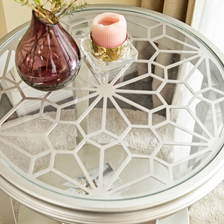 Modernistic Round Double Tier End Table Solid Wood 4 Legs End Table Clearhalo 'Coffee & Accent Tables' 'End & Side Tables' 'end_side_tables' 'furn' 'furn_end_side_tables' 'Furniture' 'Living Room Furniture' 1200x1200_61b69724-b2b1-4a24-ad7f-a38babf1d9f8