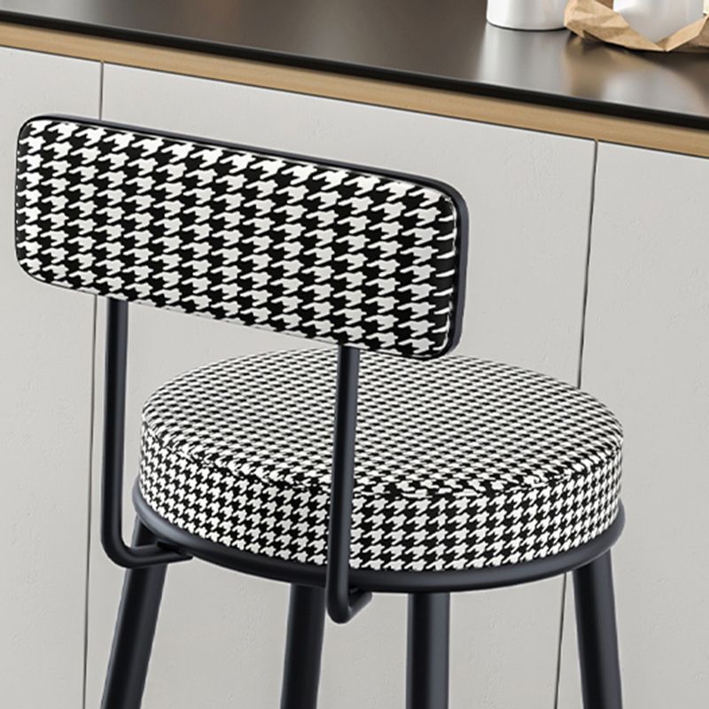 Modern Armless Backrest Counter Stool Iron Cashier Bar Stool with Velvet Cushion and Pedal Clearhalo 'Bar Furniture' 'Bar Stools' 'bar_stools' 'furn' 'furn_bar_stools' 'Furniture' 'furniture_bar_stools' 'Kitchen & Dining Furniture' 1200x1200_61b74e96-3879-4cfa-8f9c-9b2867554427