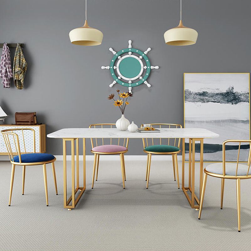 Rectangle Double Pedestal Dining Table Glam Faux Marble Table for Dining Room Clearhalo 'Dining Tables & Seating' 'Dining Tables' 'dining_table' 'furn' 'furn_dining_table' 'Furniture' 'Kitchen & Dining Furniture' 1200x1200_61b7edf2-159c-4e64-b0c7-ed78172ba4d1