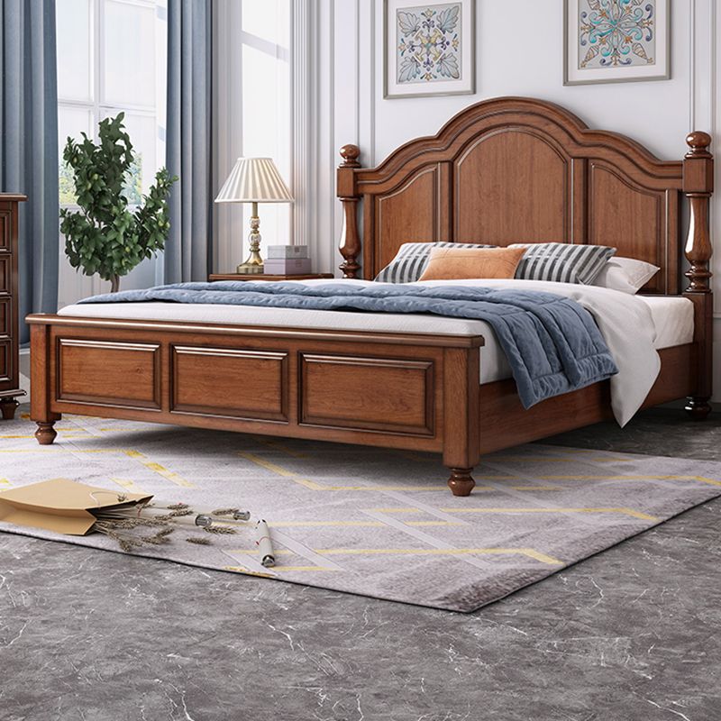 Lit standard moderne du milieu du siècle lit en bois massif avec tête de lit