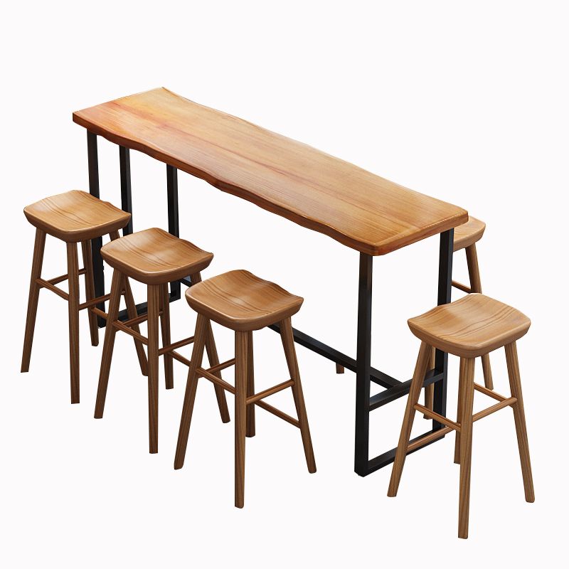 Rectangle Wood Bar Dining Table Contemporary Bar Table with Trestle Base Clearhalo 'Bar Furniture' 'Bar Tables' 'bar_tables' 'furn' 'furn_bar_tables' 'Furniture' 'furniture_bar_tables' 'Kitchen & Dining Furniture' 1200x1200_61b95120-a864-438e-b424-48702f238c8b