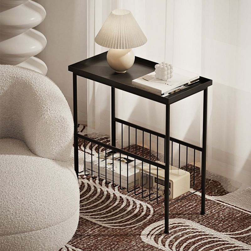 21.65" Tall Metal End Table Tray Top Accent Side Table with Storage