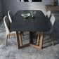 Modern Stone Rectangle Dining Table Wood Base for Dining Room