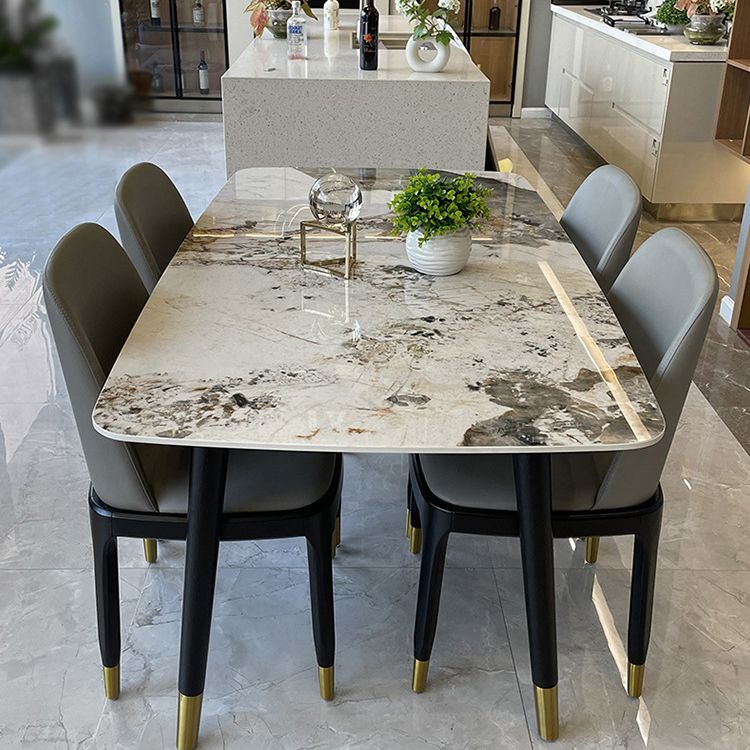 Stone Top Dining Table Modern Dining Table with 4 Black Legs Clearhalo ' dining_table' 'Dining Tables & Seating' 'Dining Tables' 'furn' 'furn_dining_table' 'Furniture' 'furniture_dining_table' 'Kitchen & Dining Furniture' 'kitchen&dining_furn' 'kitchen' 'kitchen_dining_table' 1200x1200_61bcb0de-c2ad-4bd8-b88b-ac066f23f165