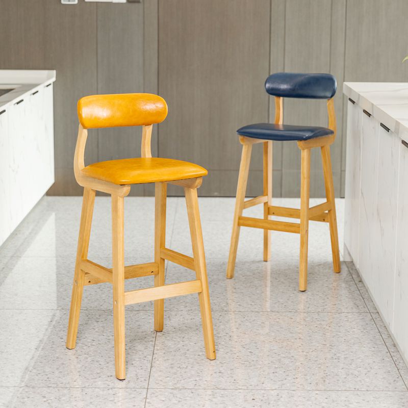 Scandinavia Style Bar-stool Wooden Legs Leather Seat for Kitchen Bar Clearhalo 'Bar Furniture' 'Bar Stools' 'bar_stools' 'furn' 'furn_bar_stools' 'furniture_bar_stools' 'Kitchen & Dining Furniture' 'kitchen&dining_furn' 'kitchen' 'kitchen_furn' Furniture' 1200x1200_61bdec9b-d97b-445d-85cf-b0ba94fa9fa2