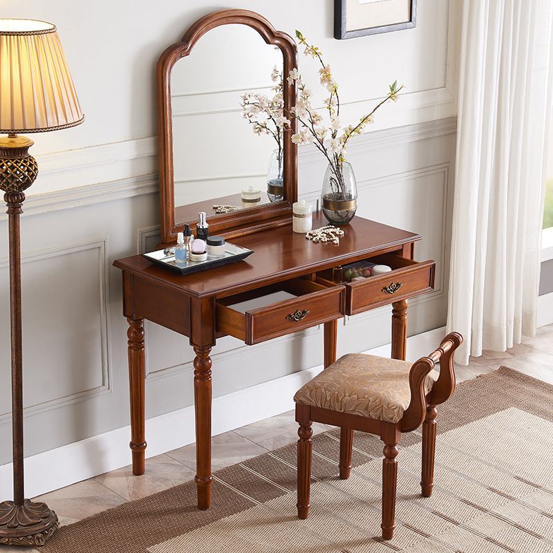 Spiegelte Waschtisch traditioneller Massivholz -Waschtisch in Braun