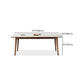 Mesa de comedor rectangular de piedra blanca contemporánea con 4 pies