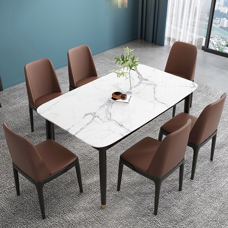 Modern Leather Armless Dining Chairs Solid Back Side Chair with Wood Legs Clearhalo ' kitchen&dining_furn' 'Dining Chairs' 'Dining Tables & Seating' 'dining_chair' 'furn' 'furn_dining_chair' 'Furniture' 'furniture_dining_chair' 'Kitchen & Dining Furniture' 'kitchen' 1200x1200_61bfddd5-4b6e-46c4-a488-13ab8be88979