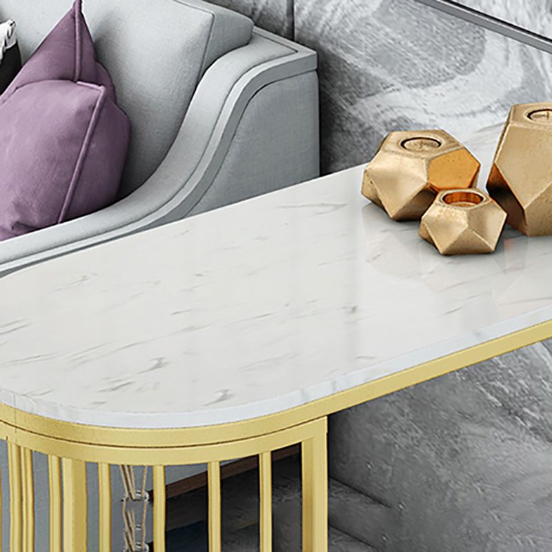 Stone Bar Dining Table Glam Bar Table with Double Pedestal for Kitchen Dining Room Clearhalo 'Bar Furniture' 'Bar Tables' 'bar_tables' 'furn' 'furn_bar_tables' 'Furniture' 'furniture_bar_tables' 'Kitchen & Dining Furniture' 1200x1200_61c18a03-c656-42d1-b443-e3d872867068