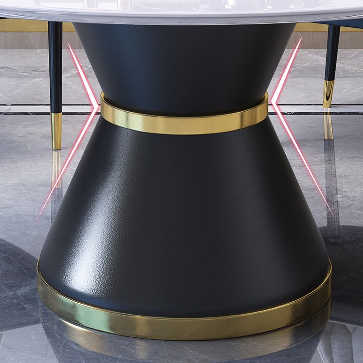 Modern Turntable Dinner Table Stainless Steel Base Stone Dining Table for Home Clearhalo 'Dining Tables & Seating' 'Dining Tables' 'dining_table' 'furn' 'furn_dining_table' 'Furniture' 'Kitchen & Dining Furniture' 1200x1200_61c19437-c41f-437a-afc4-5511393ed252