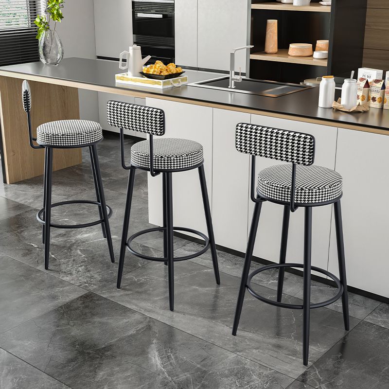 Modern Backrest Armless Counter Stool Iron Kitchen Bar Stool with Velvet Cushion Clearhalo 'Bar Furniture' 'Bar Stools' 'bar_stools' 'furn' 'furn_bar_stools' 'Furniture' 'furniture_bar_stools' 'Kitchen & Dining Furniture' 1200x1200_61c23497-ae62-497a-b3e7-bd635b511664