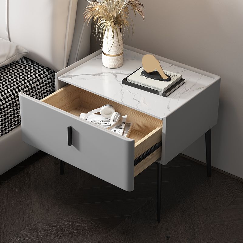 Mesa de acento contemporánea Mesa de mármol genuino y de cuero sintético