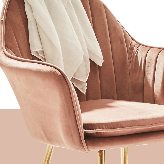 Scandinavian Style Dining Chair Metal Home Cushioned Solid Back Chair with Arm Clearhalo ' kitchen&dining_furn' 'Dining Chairs' 'Dining Tables & Seating' 'dining_chair' 'furn' 'furn_dining_chair' 'Furniture' 'furniture_dining_chair' 'Kitchen & Dining Furniture' 'kitchen' 1200x1200_61c39355-7f4b-43cd-8eda-cee34aa9c602