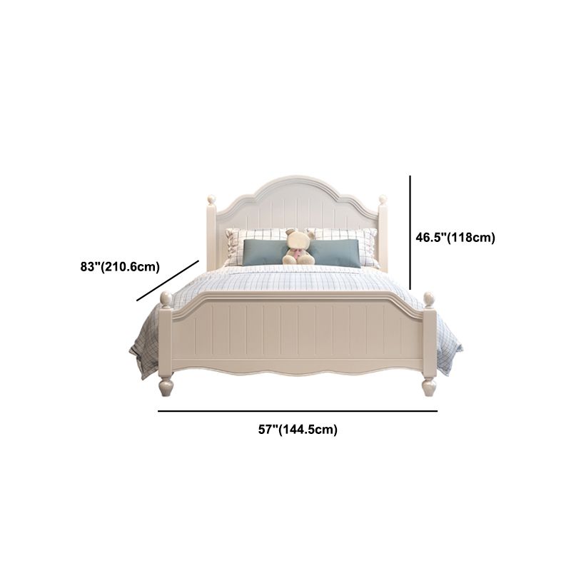 Wit Victoriaans bedframe houten paneelbed met Camelback -hoofdeinde