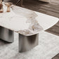 Rectangular Sintered Stone Dining Table Modern Gold Furniture with Tripod Base for Home