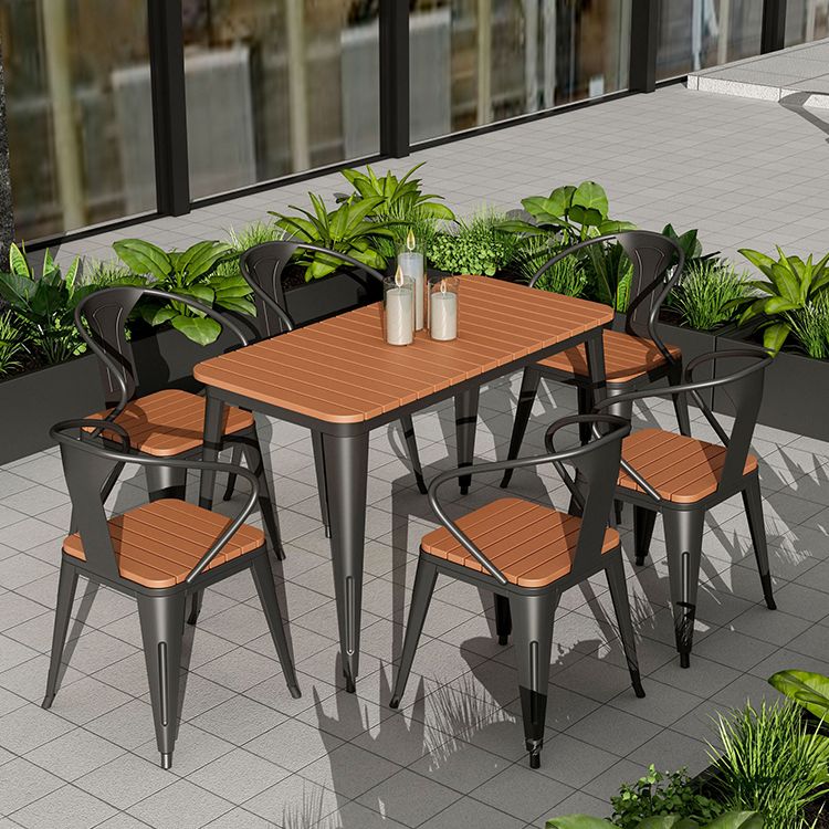 Ensemble de table rectangle contemporain 1/2/3/5/7 pièces de restauration avec chaises en métal