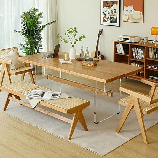 Modern 1/4 Pieces Dining Set Rectangle Ash Wood Dining Table for Dining Room Kitchen