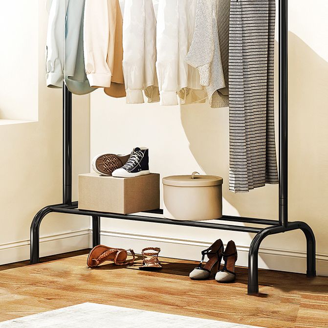 Contemporary Metal Open Armoire Black and White Cabinet with Caster Wheels Clearhalo 'Armoires & Wardrobes' 'armoires_wardrobes' 'Bedroom Furniture' 'furn' 'furn_armoires_wardrobes' 'Furniture' 1200x1200_61c8219c-cedd-4b93-97d1-278b51255f76