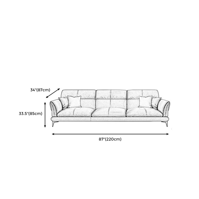 Dark Gray Genuine Leather Pillow Top Arm Modern Sofa/Sectional for Apartment Clearhalo 'furn' 'furn_sectionals' 'Furniture' 'furniture_sectionals' 'Living Room Furniture' 'Sectionals' 1200x1200_61c88261-4b47-42a7-bcdb-161a57d29f2c