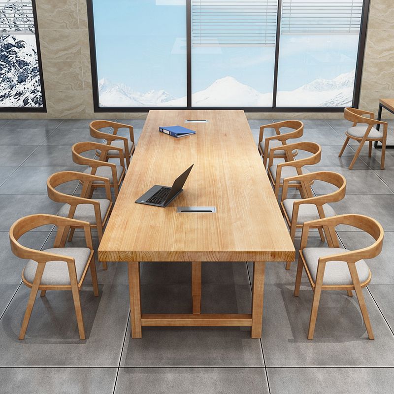 Solid Wood Contemporary Rectangular Dining Table Wood Top Table with Double Pedestal base Clearhalo ' dining_table' 'Dining Tables & Seating' 'Dining Tables' 'furn' 'furn_dining_table' 'Furniture' 'furniture_dining_table' 'Kitchen & Dining Furniture' 'kitchen&dining_furn' 'kitchen' 'kitchen_dining_table' 1200x1200_61cad0e1-5ad0-4690-9099-2ce4f5d93fc5