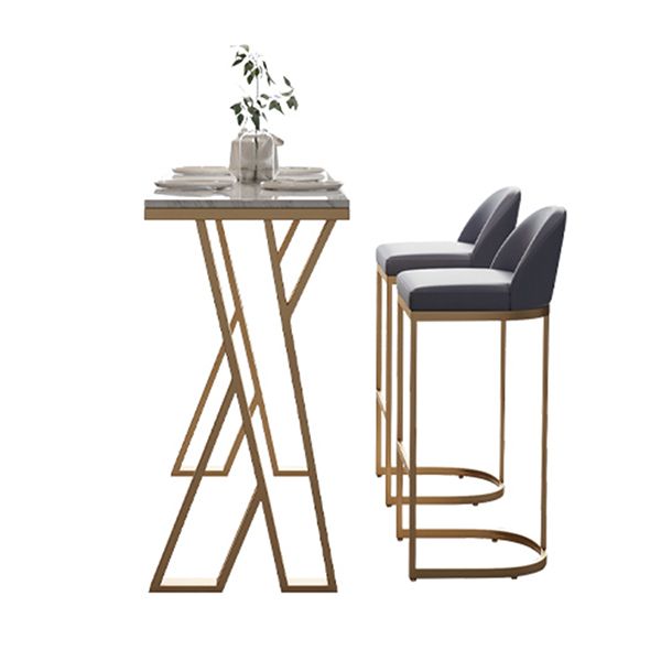 Tavolo da pranzo in pietra glam tavolo da bar rettangolo con doppio piedistallo per soggiorno