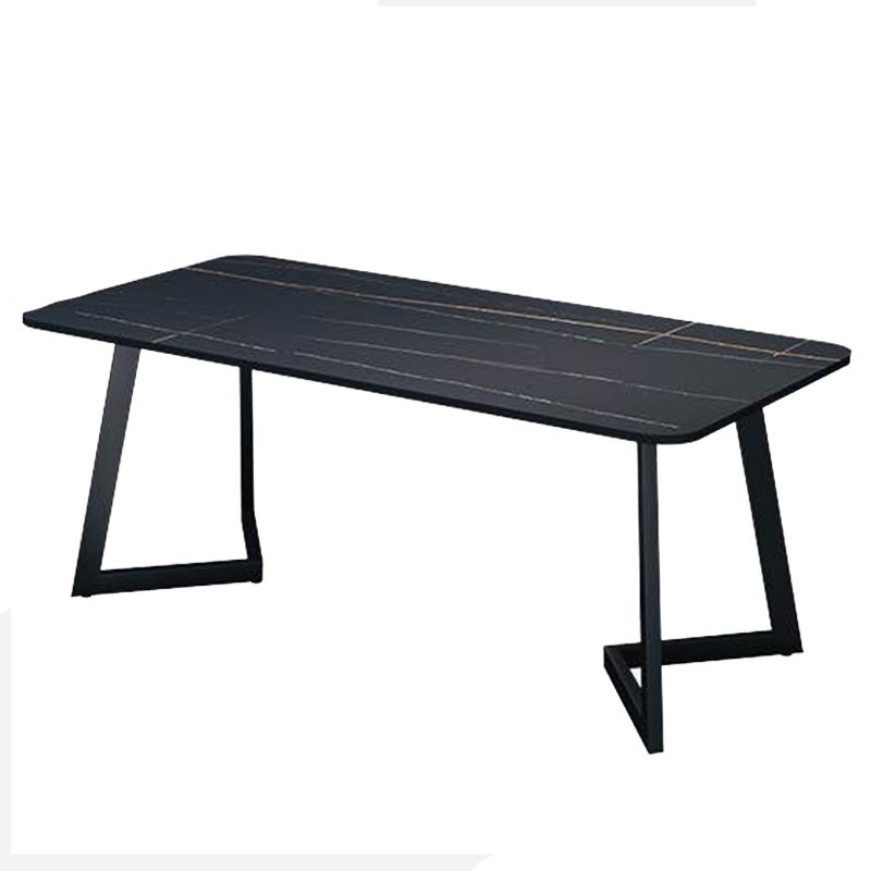 Rectangle Black Base Dining Room Kitchen Table Industrial Fixed Dinner Table Clearhalo 'Dining Tables & Seating' 'Dining Tables' 'dining_table' 'furn' 'furn_dining_table' 'Furniture' 'Kitchen & Dining Furniture' 1200x1200_61cb1da4-ebda-48b7-b3a5-8fff79a7edee