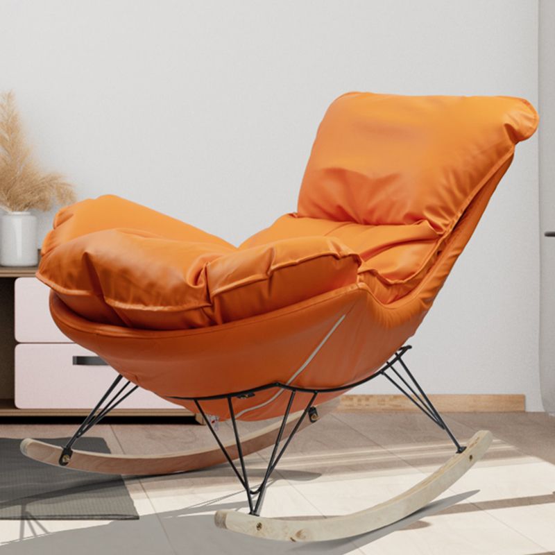 Modern Upholstered Rocker Chair Metal Frame Rocker Chair with Ottoman ...