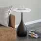 Modern Round Stone Pedestal Sofa Side Accent Table - Dia 12.6-In