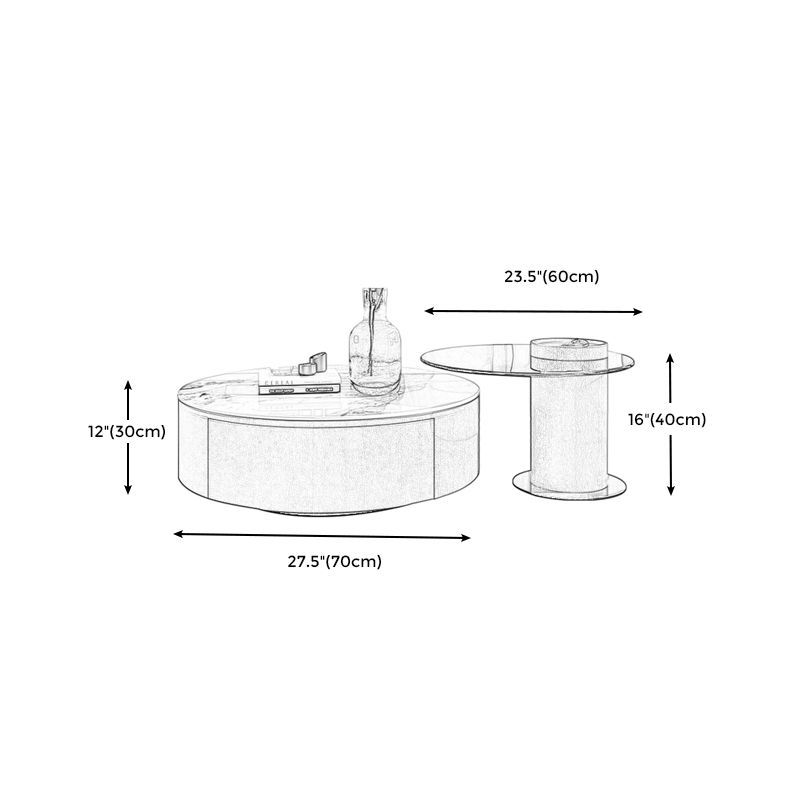 Round White Wood Coffee Table Modern Cocktail Table with Storage Clearhalo 'Coffee & Accent Tables' 'Coffee Tables' 'coffee_tables' 'furn' 'furn_coffee_tables' 'Furniture' 'Living Room Furniture' 1200x1200_61cdd4b9-82ec-48fc-9a45-98d1c0b6a64a