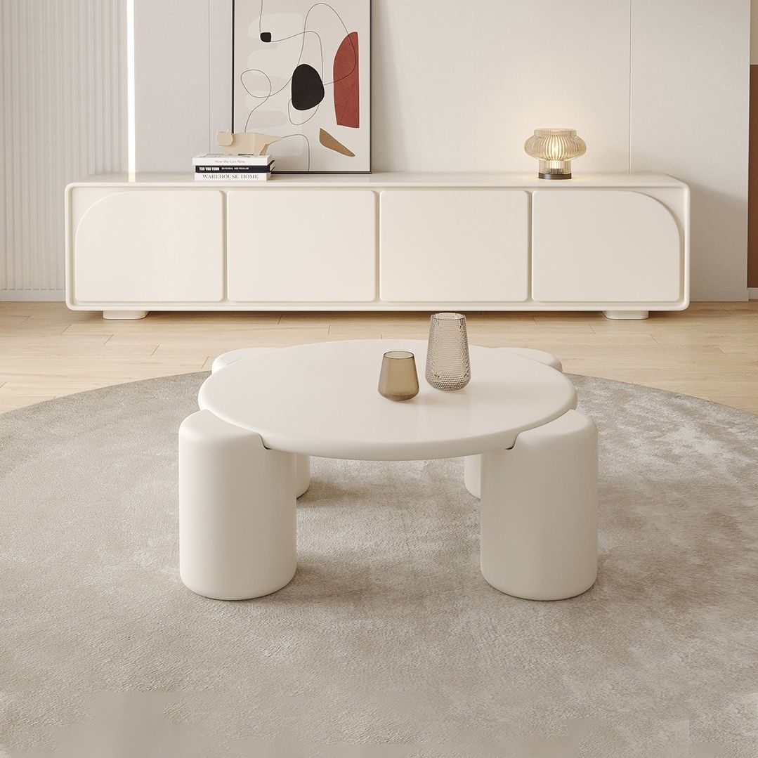 Round 4 Legs Cocktail Table Engineered Wood Coffee Table in White Clearhalo 'Coffee & Accent Tables' 'Coffee Tables' 'coffee_tables' 'furn' 'furn_coffee_tables' 'Furniture' 'Living Room Furniture' 1200x1200_61d08b77-c75d-4c6f-8713-9600f1704504