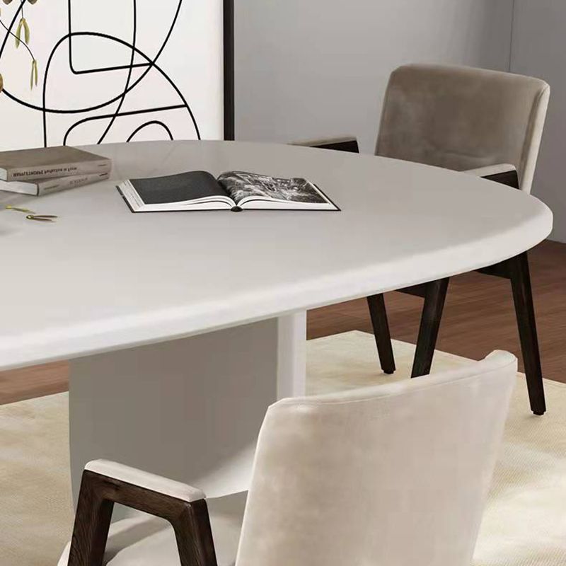 Modern Double Pedestal Table White Oval Dining Table for Home Kitchen Clearhalo 'Dining Tables & Seating' 'Dining Tables' 'dining_table' 'furn' 'furn_dining_table' 'Furniture' 'Kitchen & Dining Furniture' 1200x1200_61d15227-ca22-46c3-8be0-52b0fb7fb33e