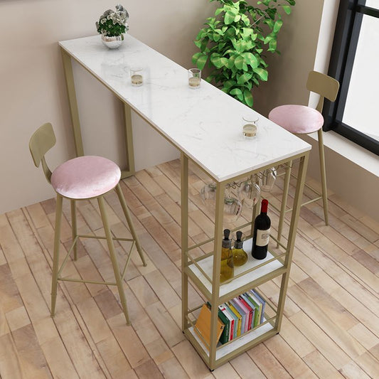 Mesa de barra rectangular de estilo glamoroso base almacenable para sala de estar