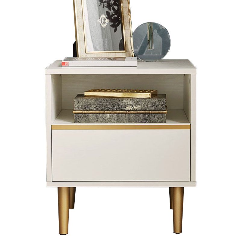 Table de chevet en bois massif fausse table de nuit glamour en cuir avec tiroirs un tiroir