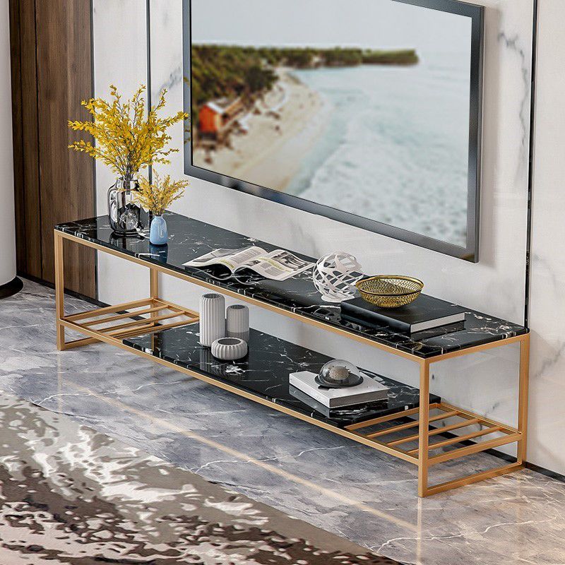 17.72 "H TV Style Glam Style Open Rangement Console TV avec 2 étagères pour le salon