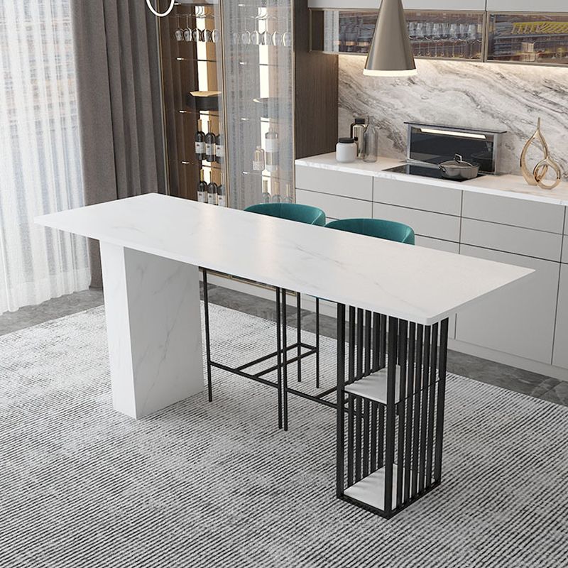 Industrial Bar Table Stone Top 42-inch Height Pub Table for Coffee Shop