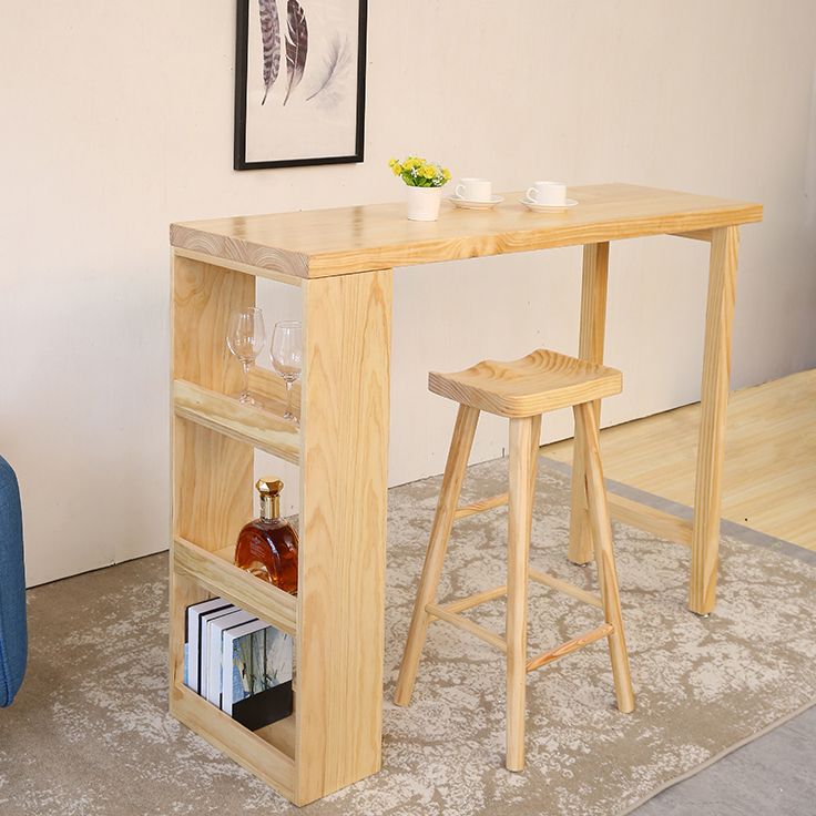 Ensemble de table de pub rectangulaire en bois massif, table et tabourets 1/2/3 pièces