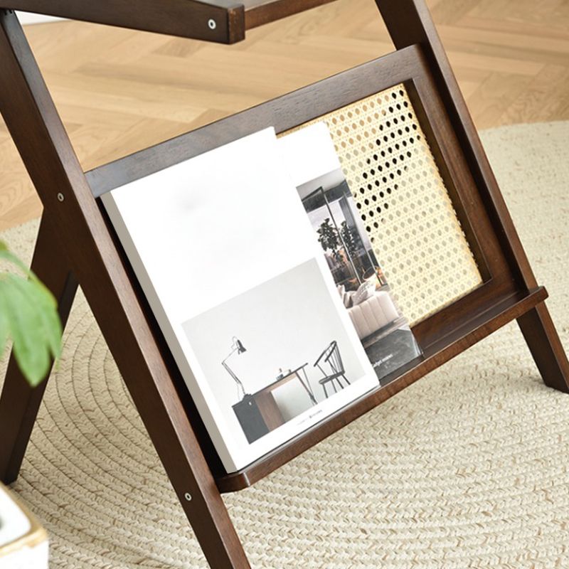 Tavolino laterale di accento rettangolare modernistico e laterale in legno e vetro