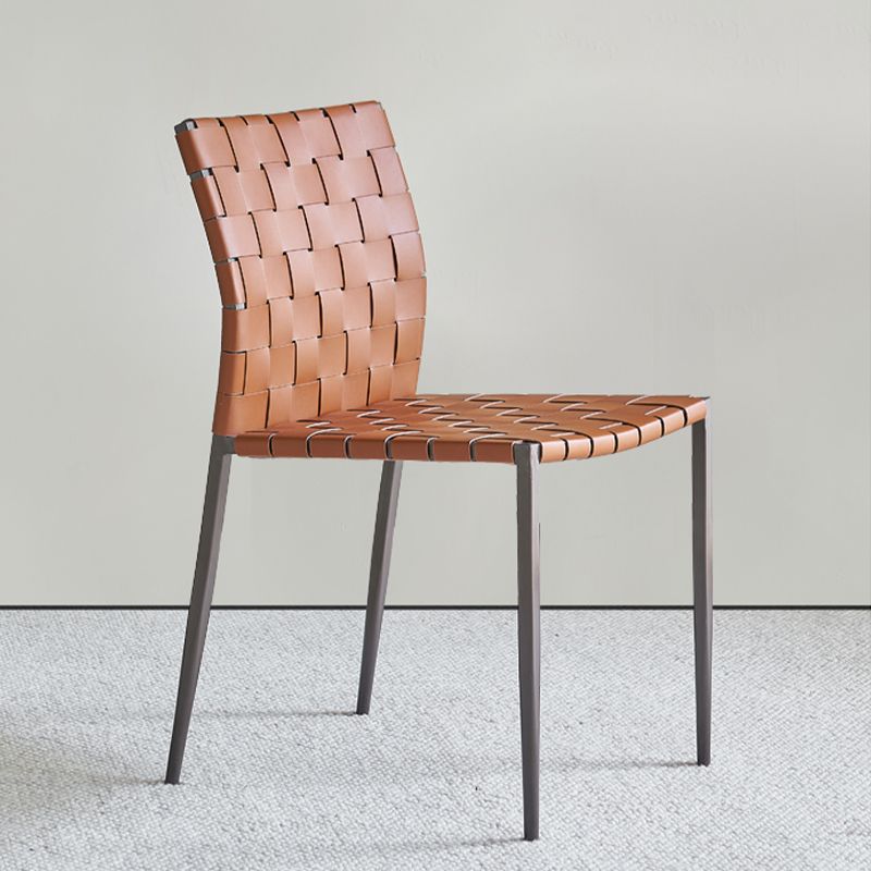 Sillas de comedor de cocina de cuero sintética sillas de comedor sin brazos con patas de metal