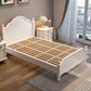 White Victorian Bed Frame Wood Panel Bed with Camelback Headboard