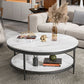 17.7" H Glam Round Slate Coffee Table Metal 4 Legs Cocktail Table with Shelf Clearhalo 'Coffee & Accent Tables' 'Coffee Tables' 'coffee_tables' 'furn' 'furn_coffee_tables' 'Furniture' 'Living Room Furniture' 1200x1200_61d98a10-b170-48f0-9987-807696ce0e5f