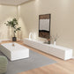 Supporto TV moderno in legno da 16" con contenitore chiuso, supporto TV bianco con cassetti